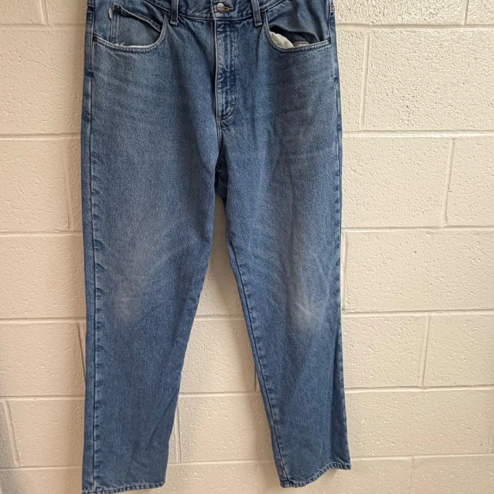 L.L. Bean Mens Flannel Lined Straight Denim Jeans 35x32 Blue Insulated Gorpcore